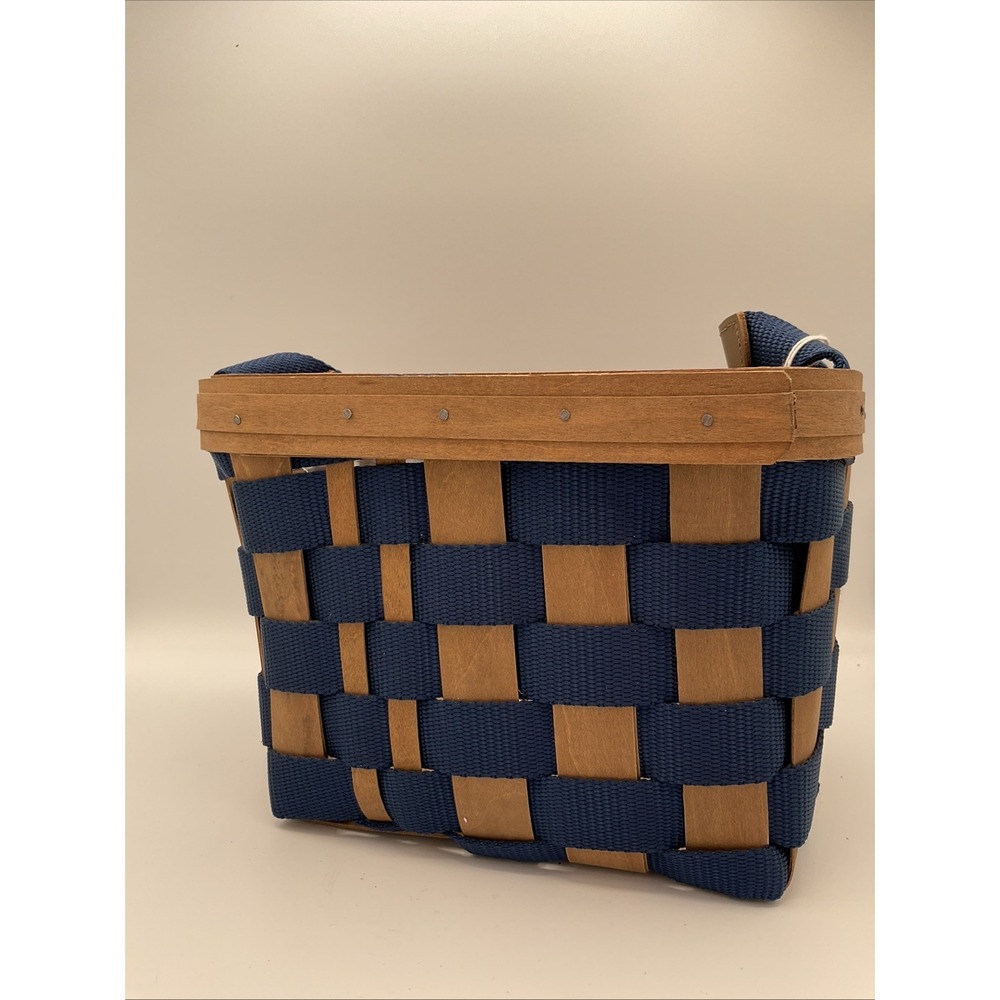 RARE 2007 Longaberger Blue Webbed Nylon Basket 9"x7.5"x6.5"